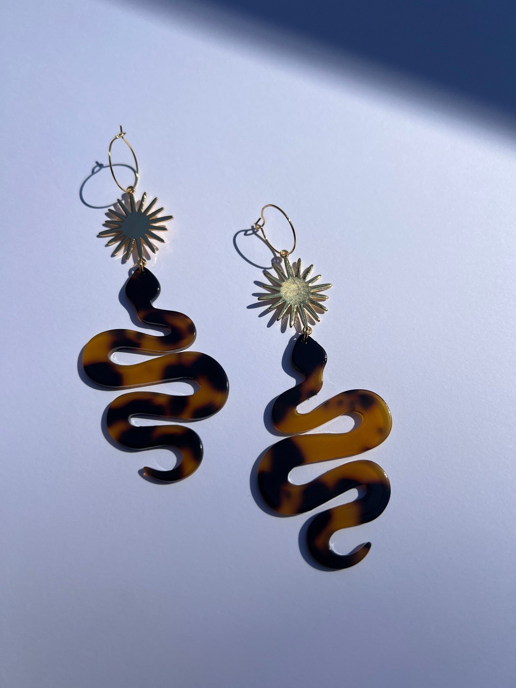 Desert Gold + Acrylic Snake Earrings Earrings