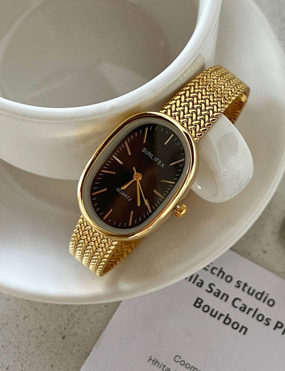 Dipped Shop - Retro Oval Dial Gold Stainless Steel Watch MK2SSAS6W6JWA45 