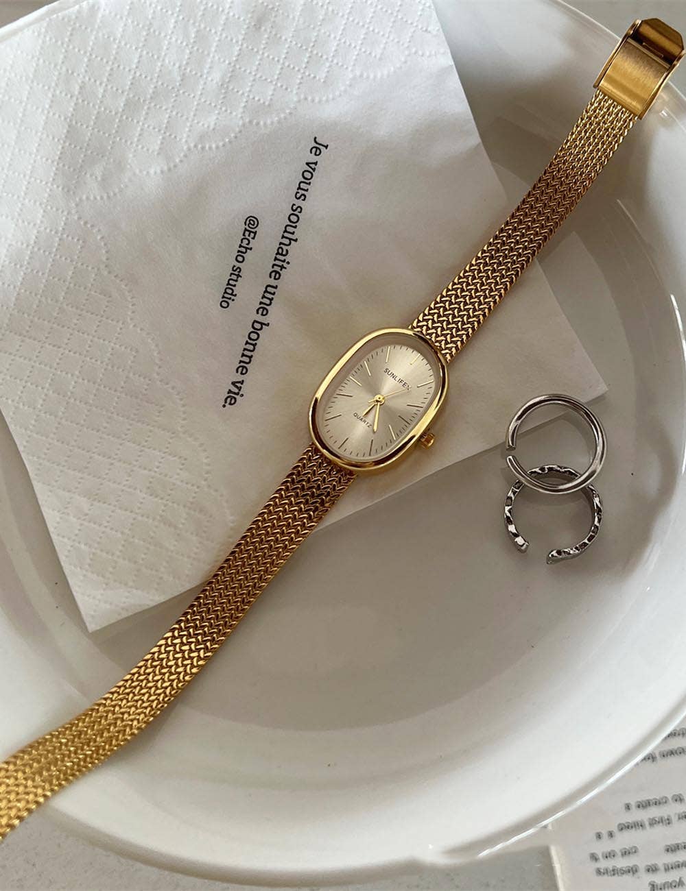 Dipped Shop - Retro Oval Dial Gold Stainless Steel Watch MK2SSAS6W6JWA45 