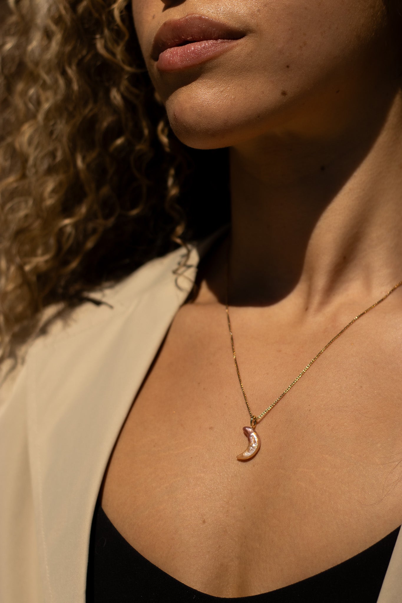 Esther Pearl Moon Necklace Necklaces