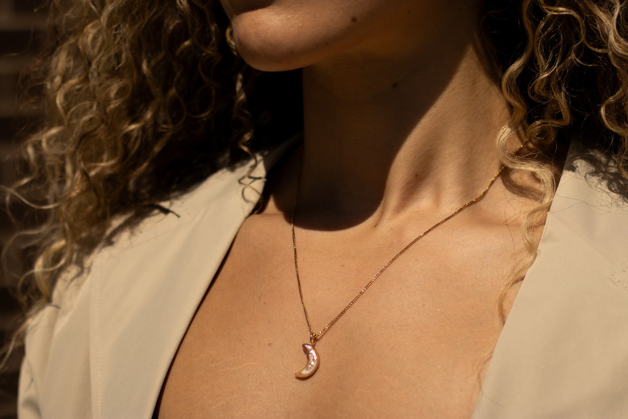 Esther Pearl Moon Necklace Necklaces