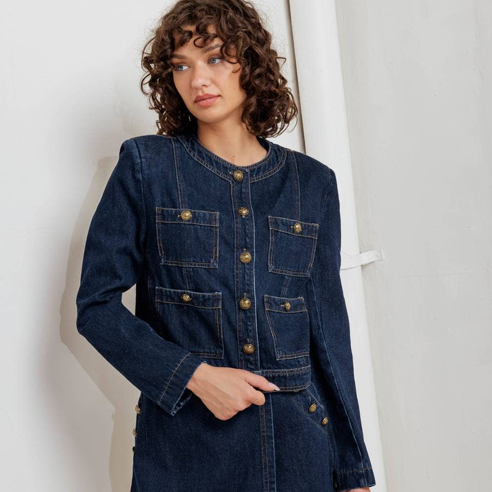 FLYING TOMATO - A washed denim jacket - FJ1270 