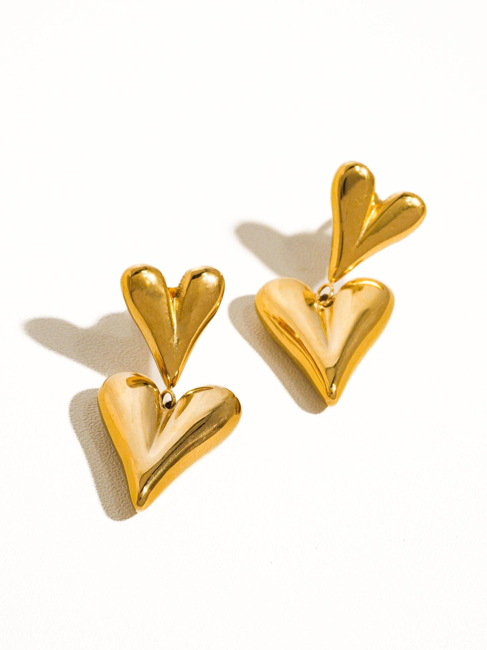 Flânerie by MAIQ - Adeline 18K Gold Non-Tarnish Layered Heart Earring 