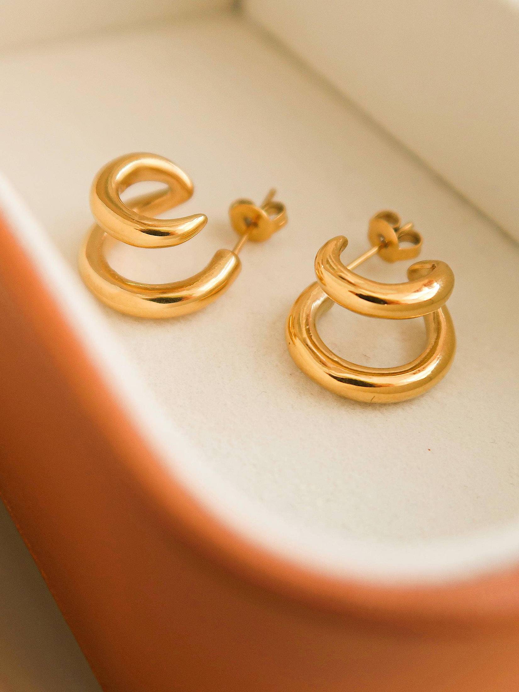 Flânerie by MAIQ - Maddison-Gold Non-Tarnish Double C Hoop Earring 