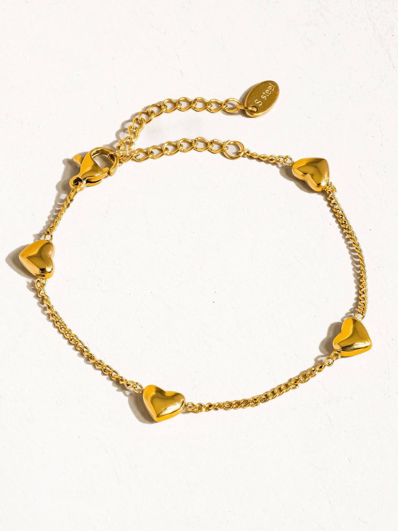 Flânerie by MAIQ - Vivre 18K Gold Non-Tarnish Petite Heart Bracelet, Necklace 