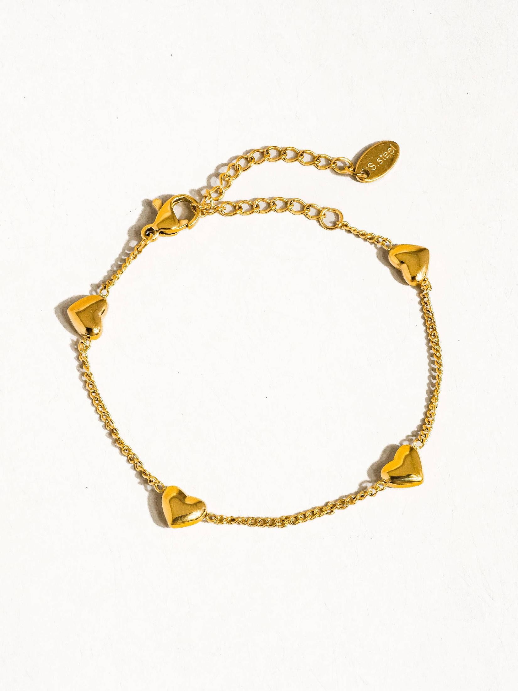 Flânerie by MAIQ - Vivre 18K Gold Non-Tarnish Petite Heart Bracelet, Necklace 