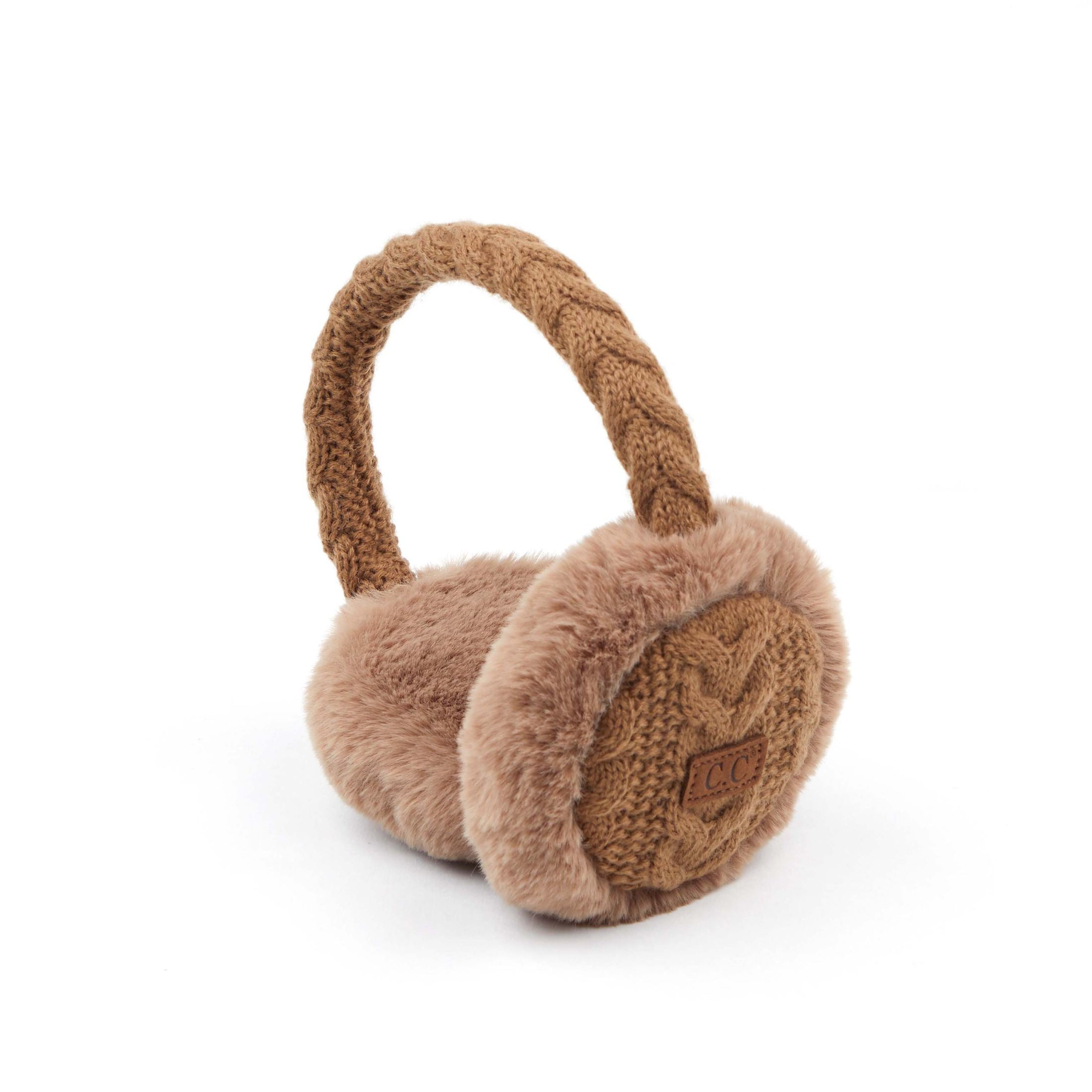 Funky Junque - Adjustable Earmuffs - Cable Knit - Taupe 