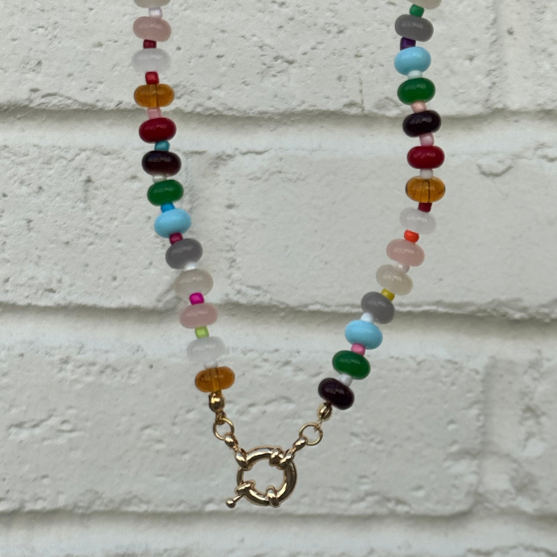 Glass Beaded Necklace with Sailor Spring Clasp Necklaces