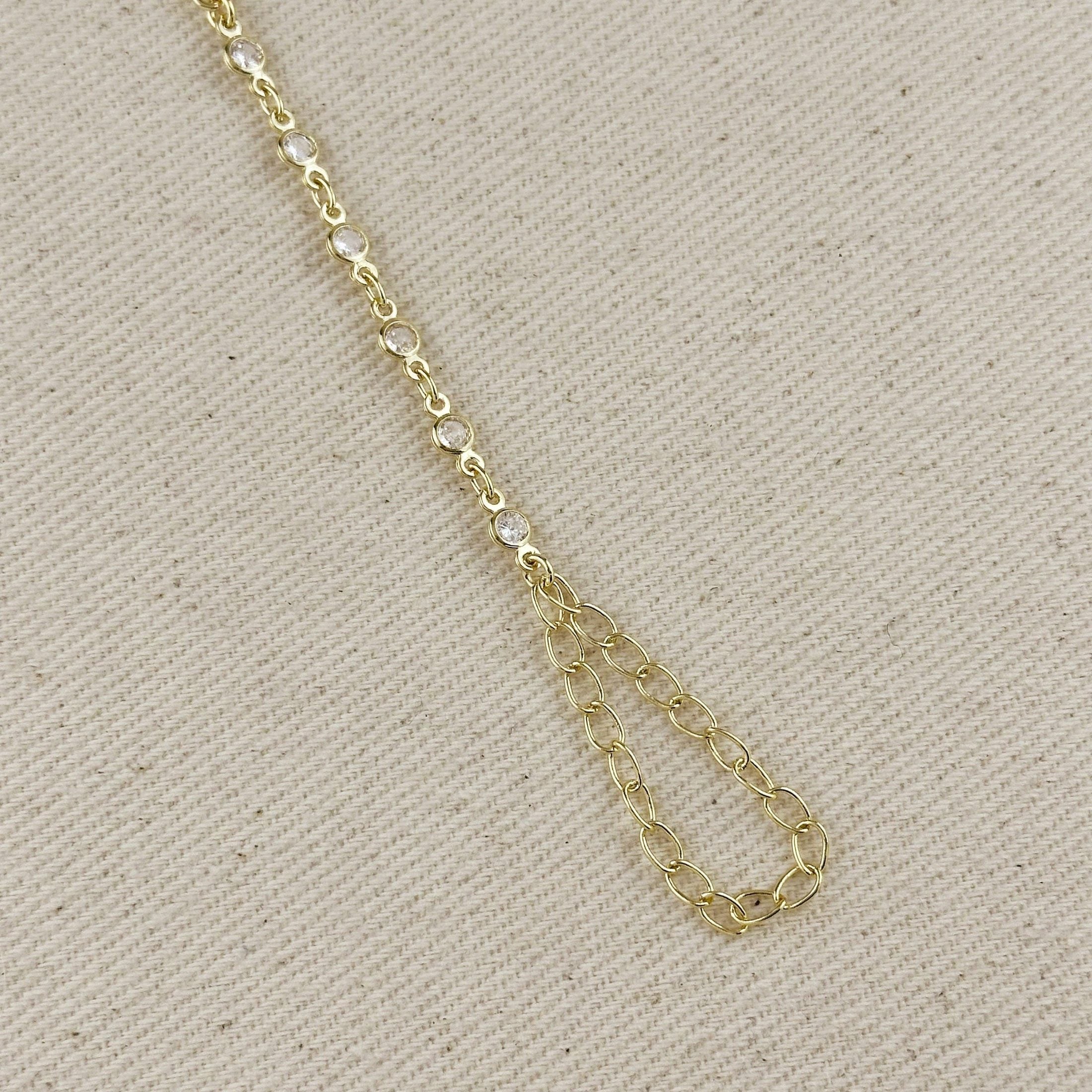 GoldFi - 18k Gold Filled Dainty Round Bezel CZ Hand Chain 