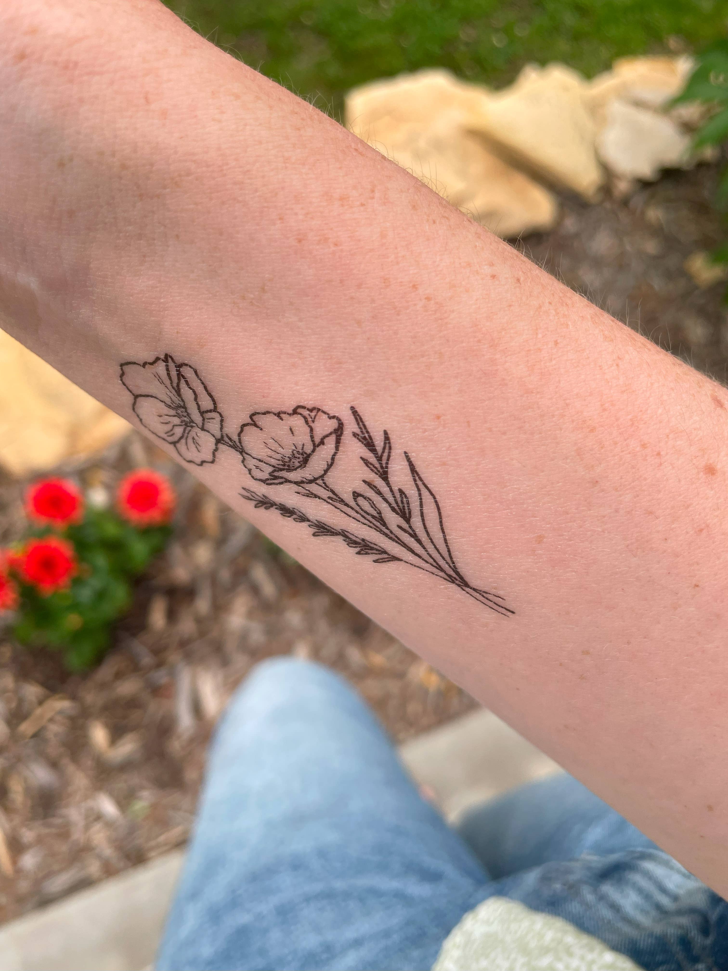 Golden Poppy Temporary Tattoos Skin + Body