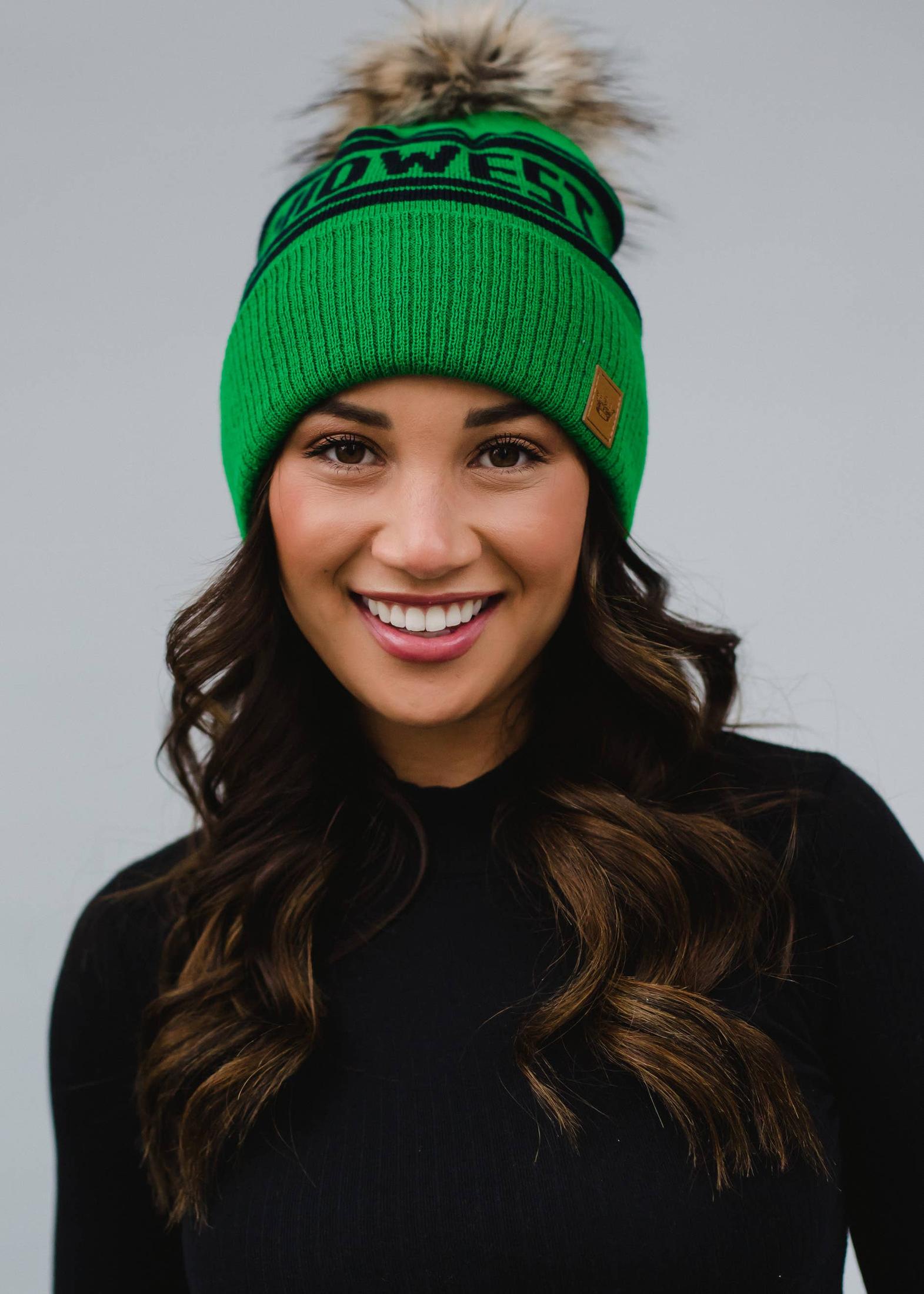 Green & Navy 'Midwest' Pom Hat Hats + Bandanas