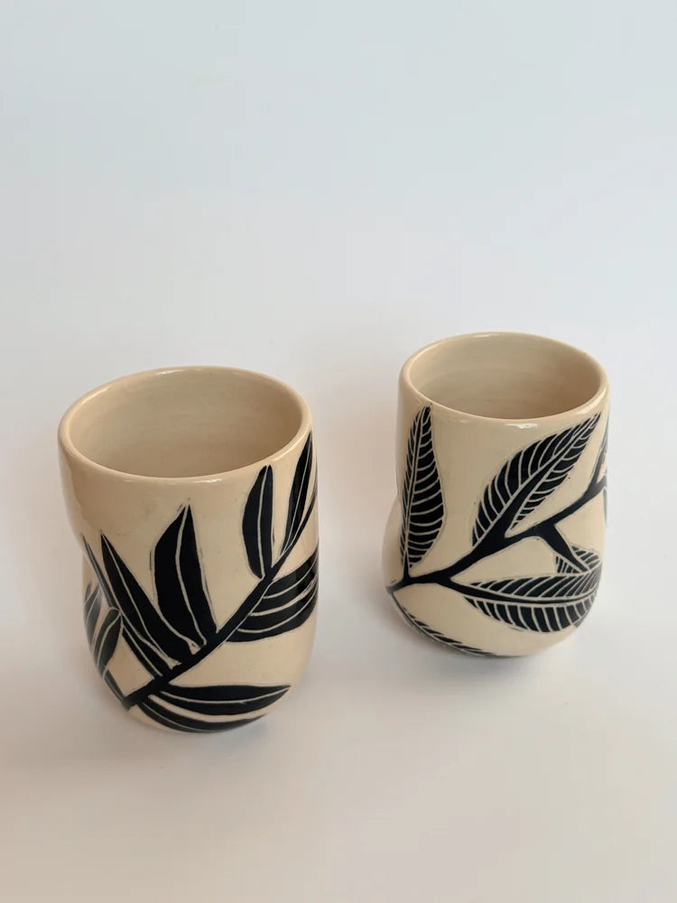 Handmade Botanic Sgraffito Mug by Svone Studio Kitchen + Drinkware