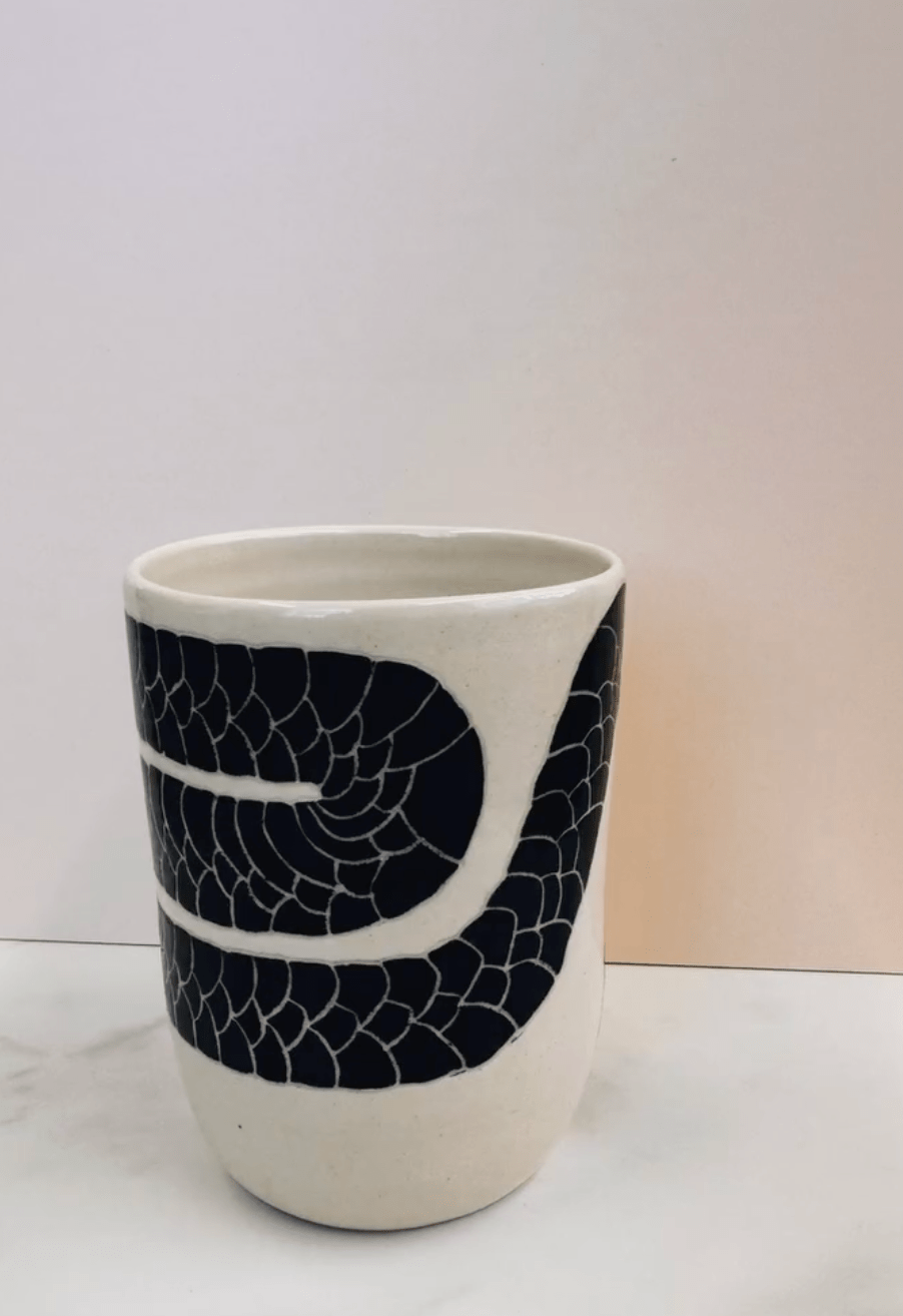 Handmade Snake Sgraffito Mug by Svone Studio 