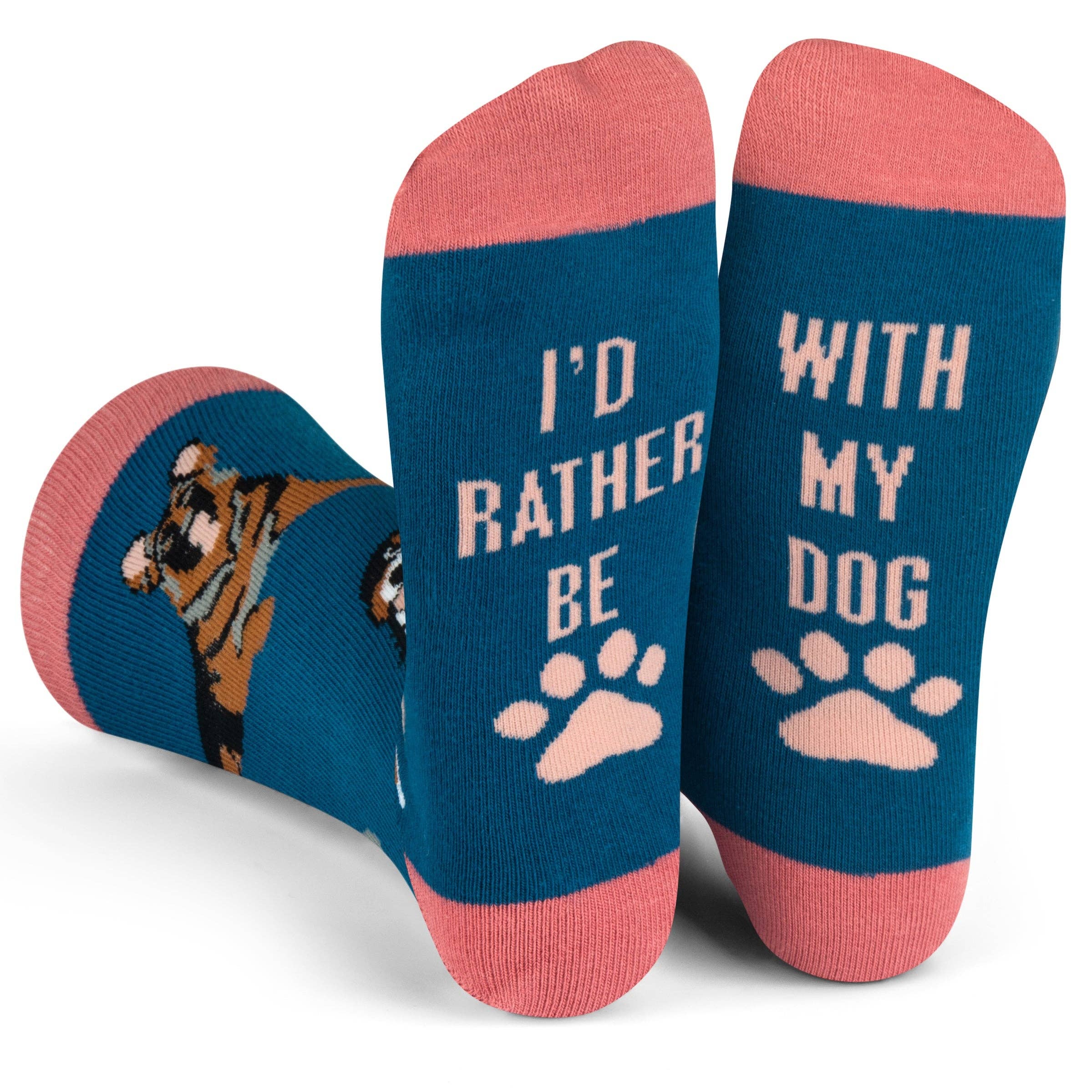 I'd Rather Be With My Dog Socks Blue Socks