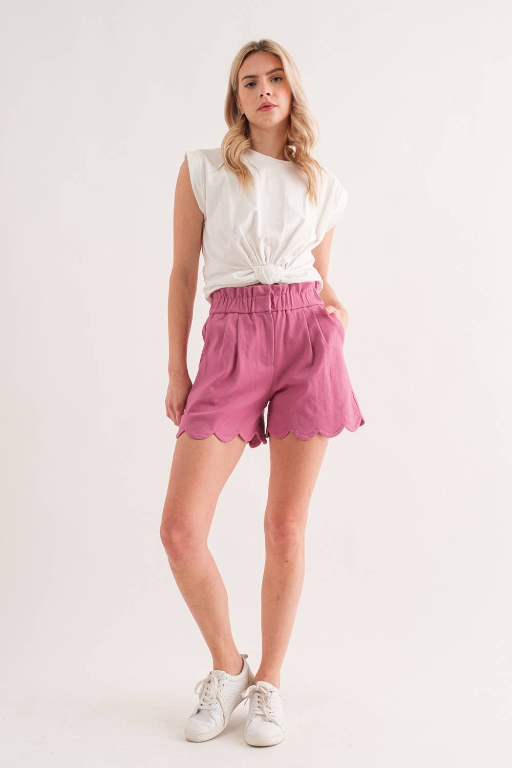 Isabella Paper Bag Scallop Shorts Bottoms