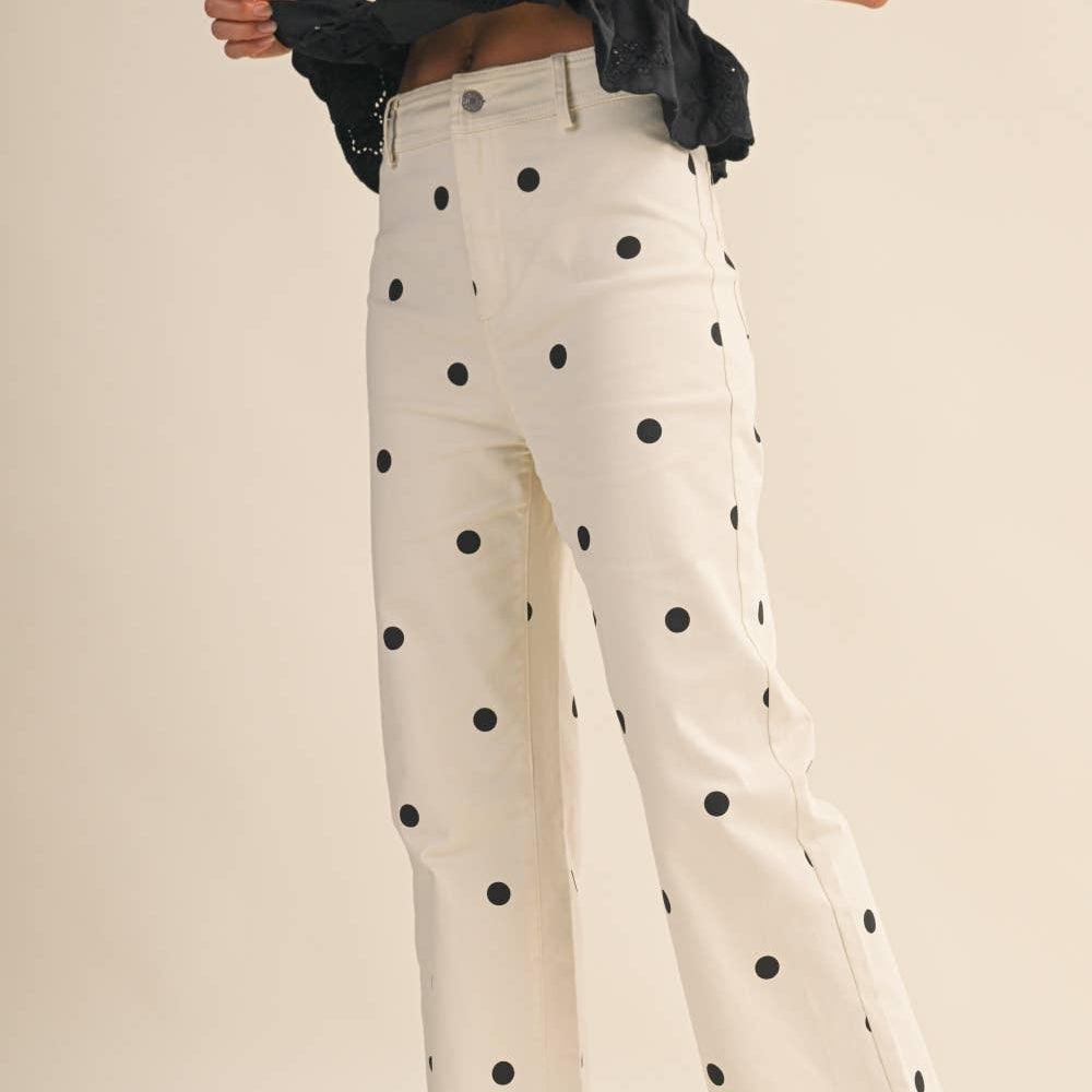 Klesis - IP1384-C POLKADOT STRETCH DENIM PANTS 