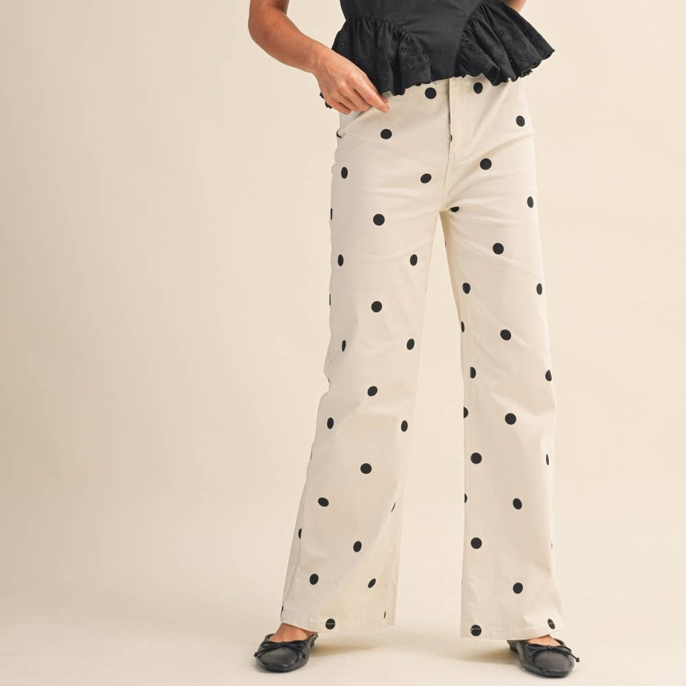 Polka Dot Denim Pants