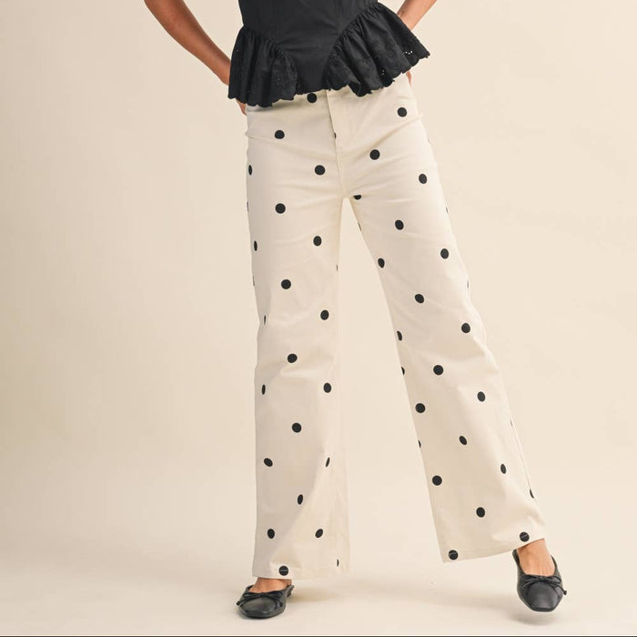 Polka Dot Denim Pants