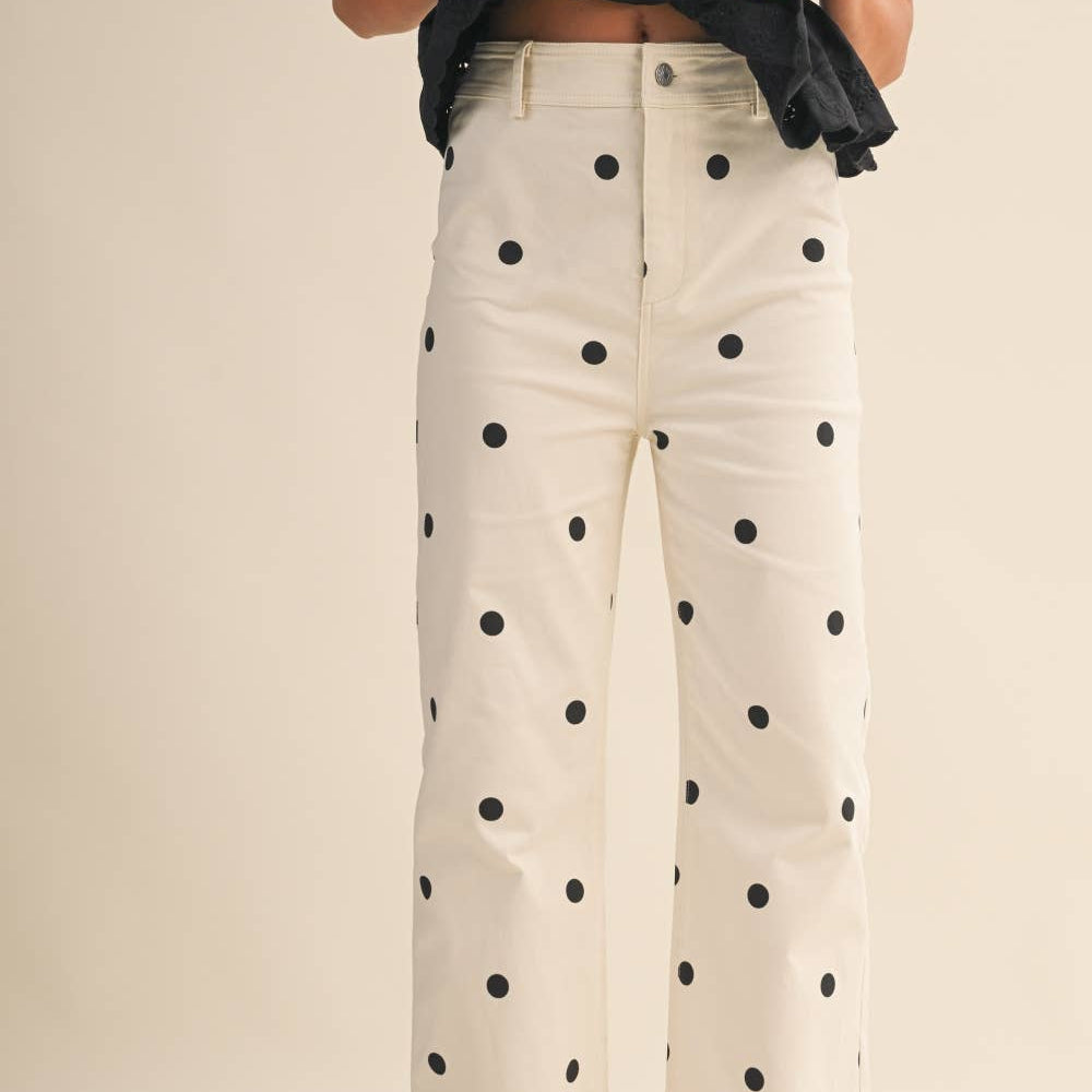 Klesis - IP1384-C POLKADOT STRETCH DENIM PANTS 