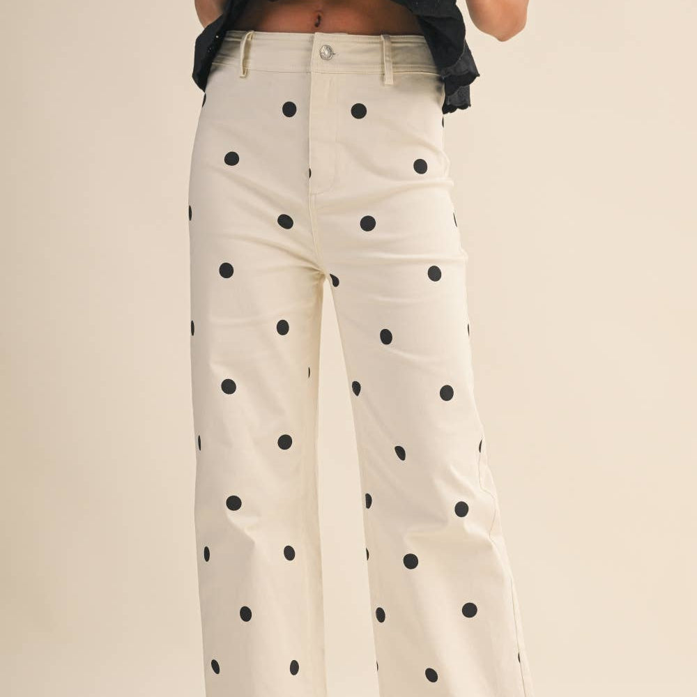 Klesis - IP1384-C POLKADOT STRETCH DENIM PANTS 