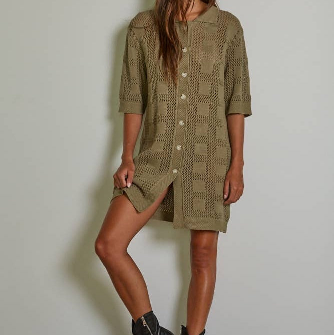 Knit Cotton Sweater Cardigan Mini Dress Dresses + Jumpsuits