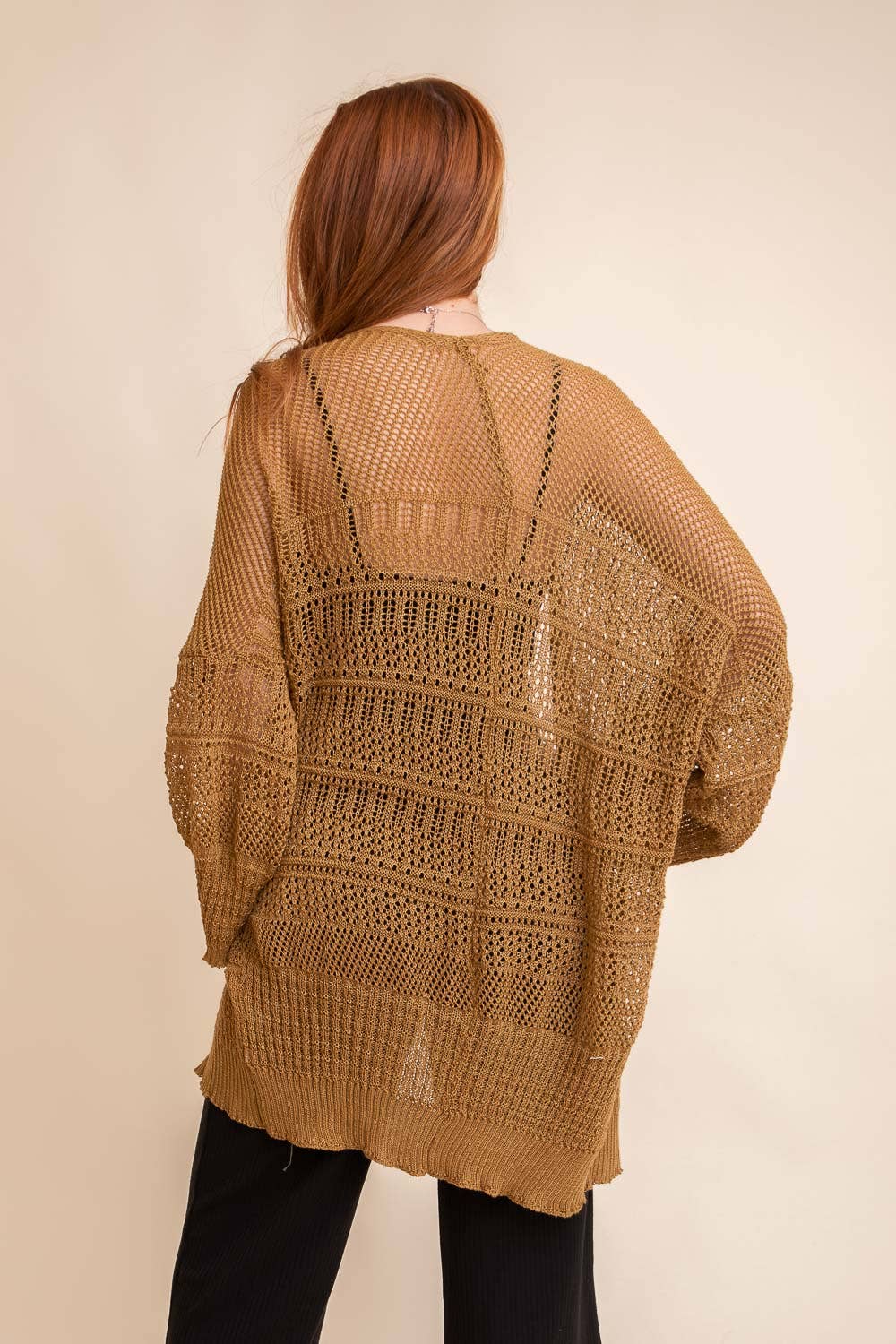 Knit Netted Cardigan Tops