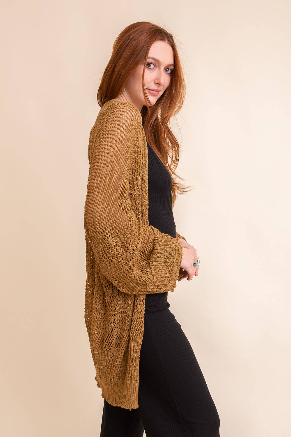 Knit Netted Cardigan Tops