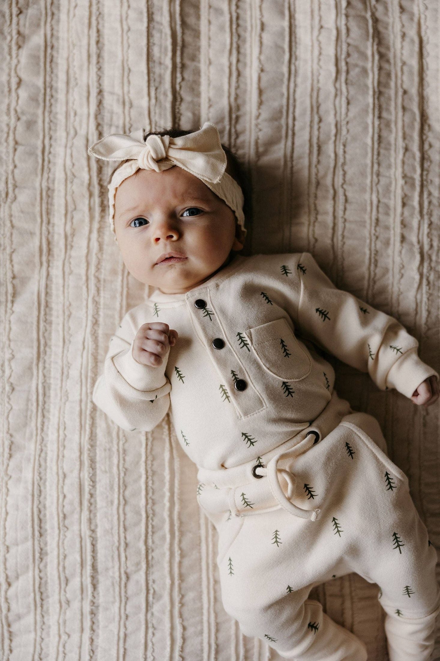 L'ovedbaby - Buttercream Tree | Organic Henley Sweatshirt & Jogger Set 