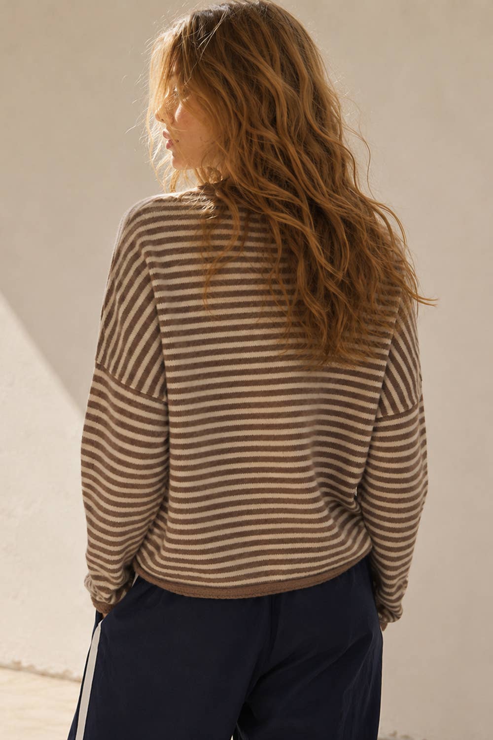 LARA DAISY INC - Soft Stripe Button-Front Knit Sweater Cardigan | LJ7122 