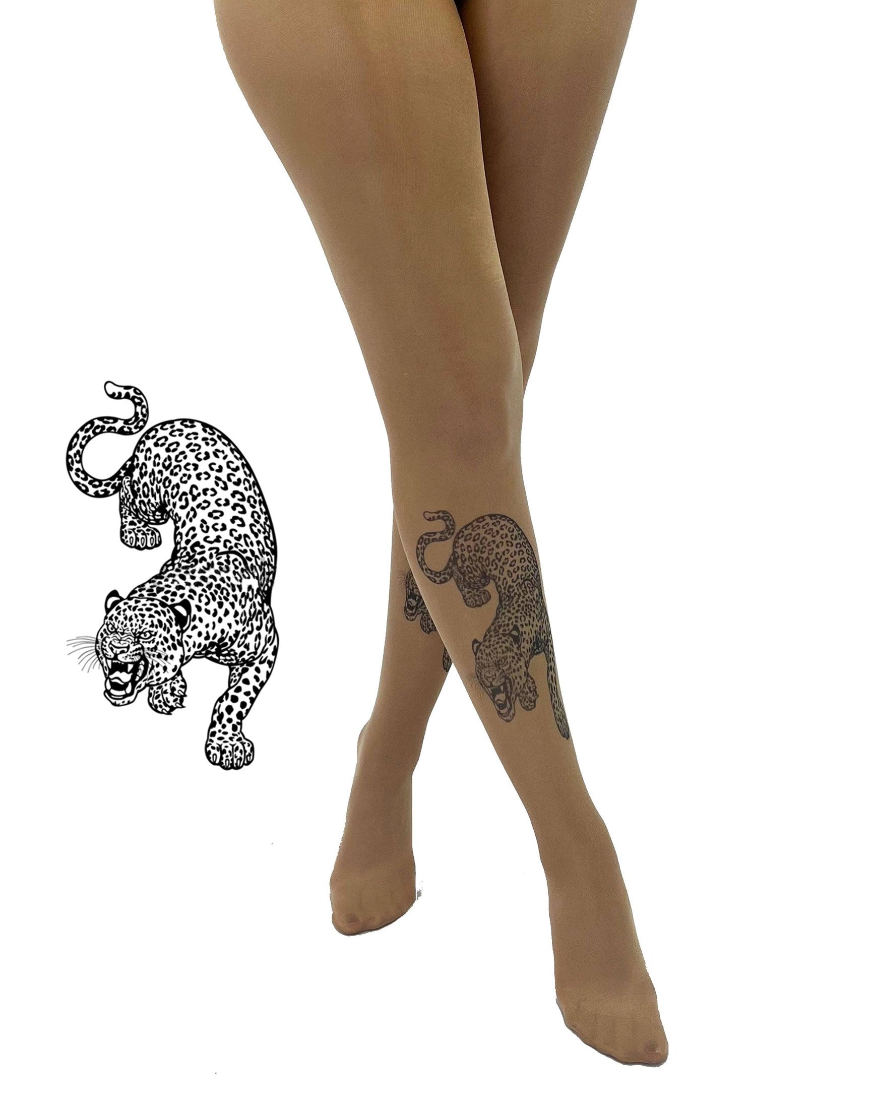 Leopard Tattoo Printed Tights Socks