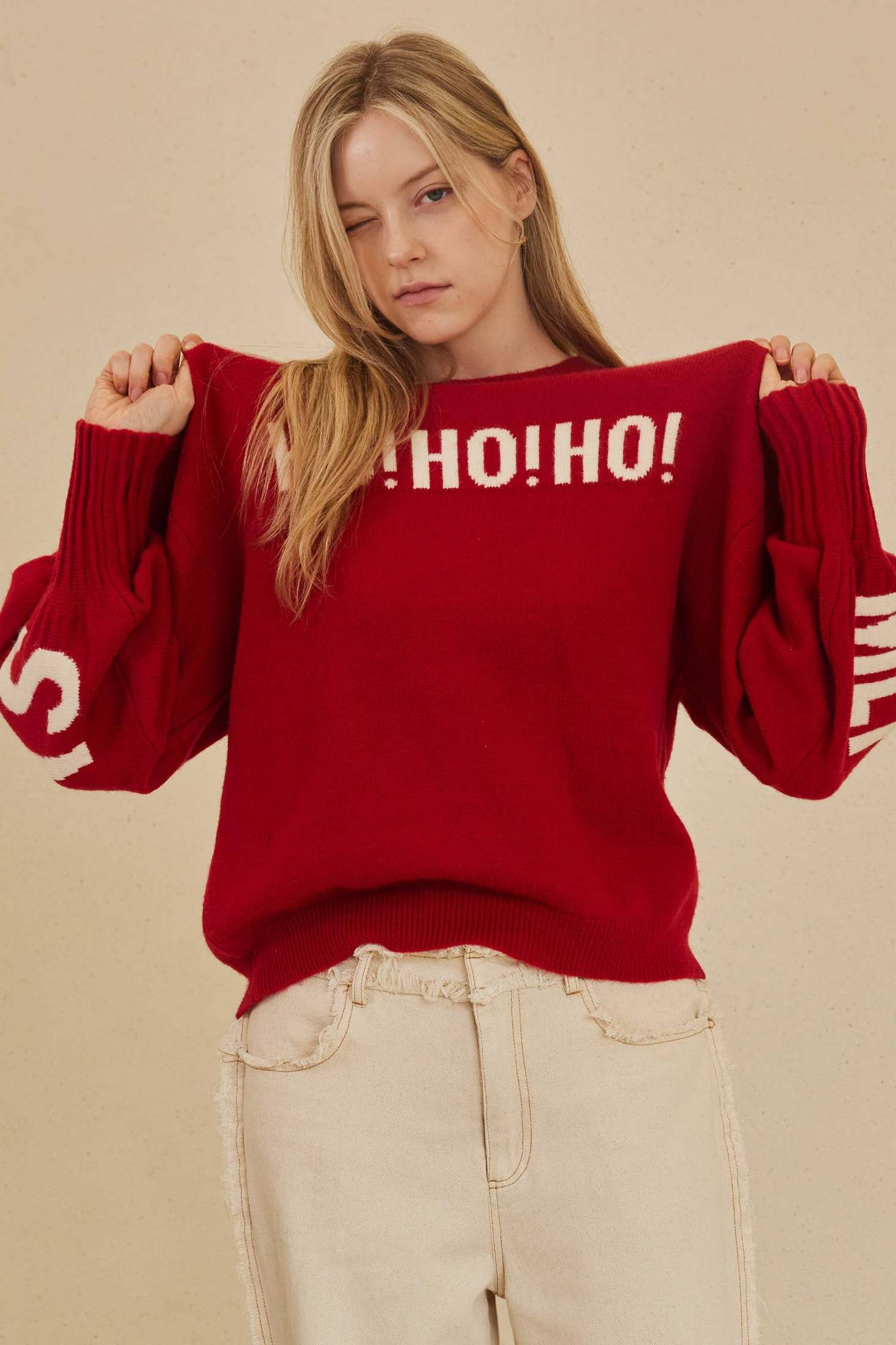 Mello. - OVERSIZE Christmas Sweater with Lettering 