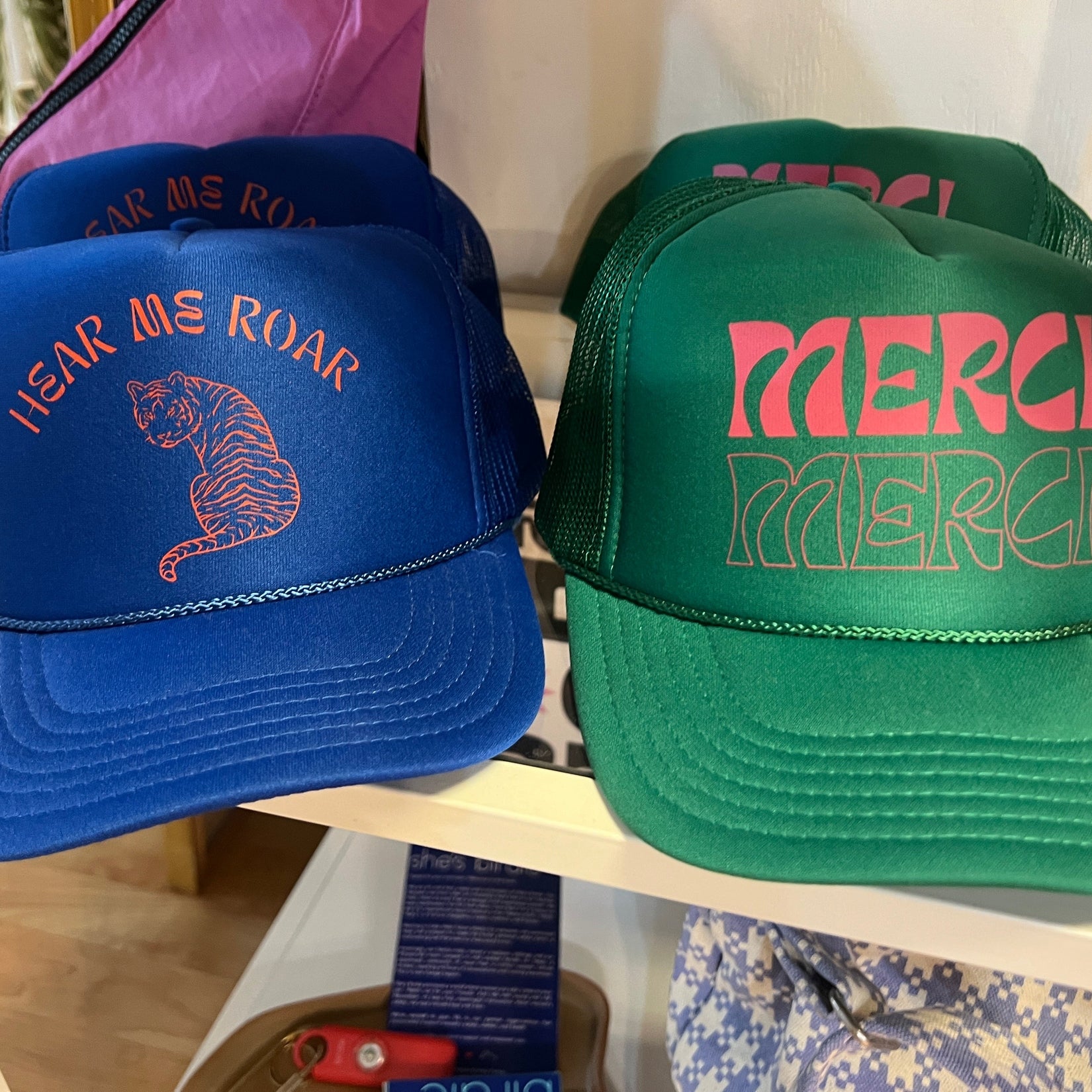 Merci Trucker Hat Hats + Bandanas