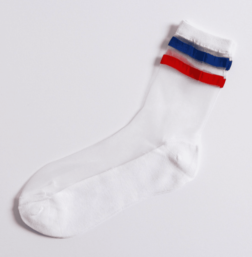 Mimi - Women's Sheer Blue White and Red Socks Socks