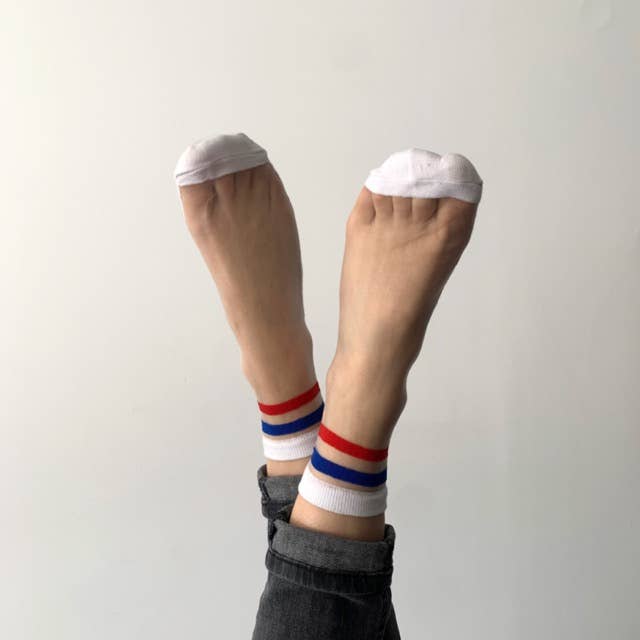 Mimi - Women's Sheer Blue White and Red Socks Socks