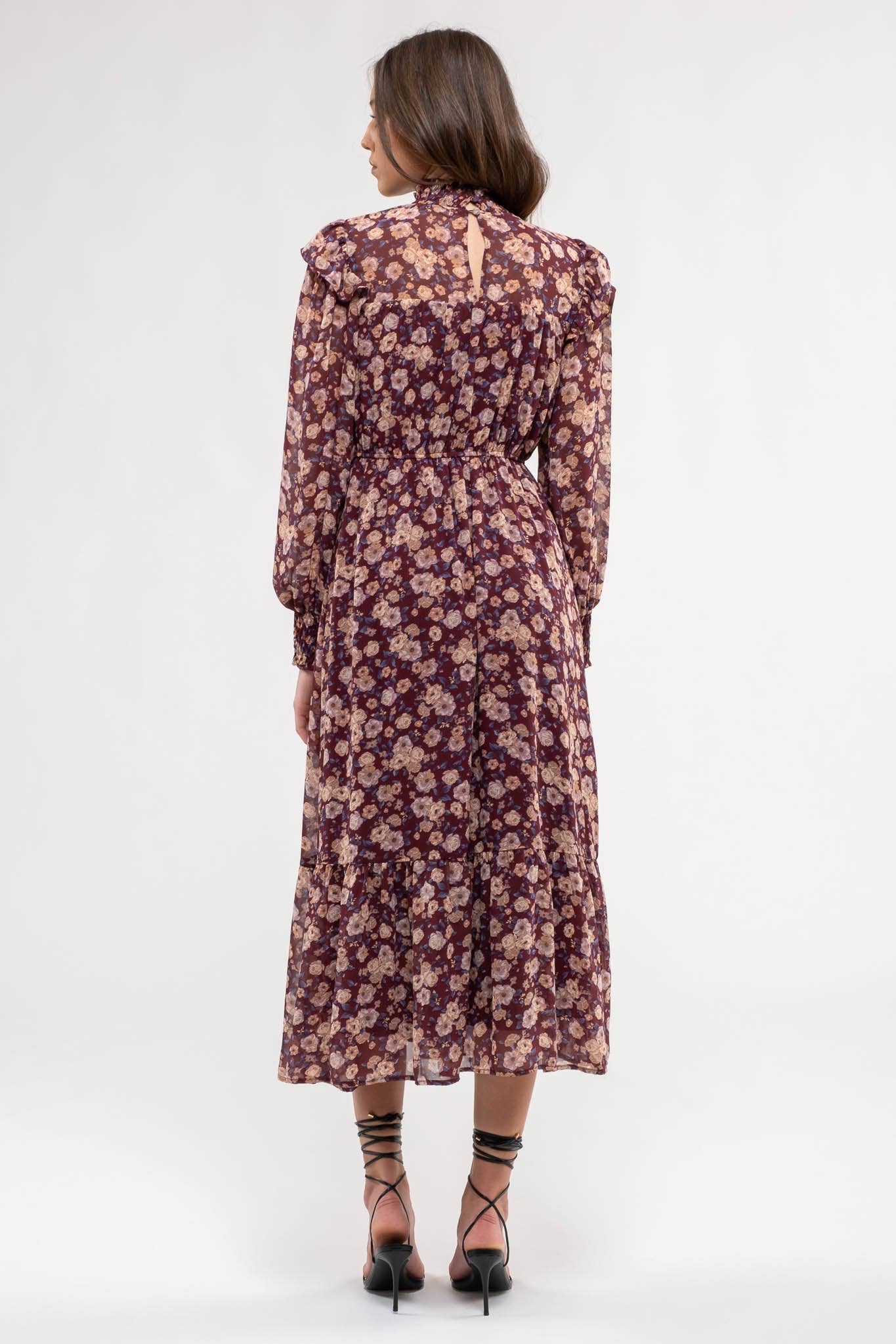 Mock Neck Floral Midi Dress Dresses + Jumpsuits