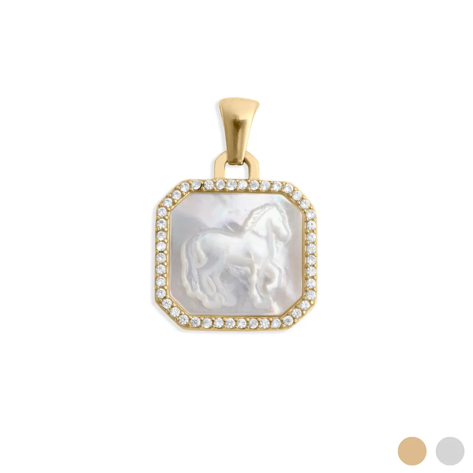 Mother of Pearl Horse Pendant - Year of the Horse Charms
