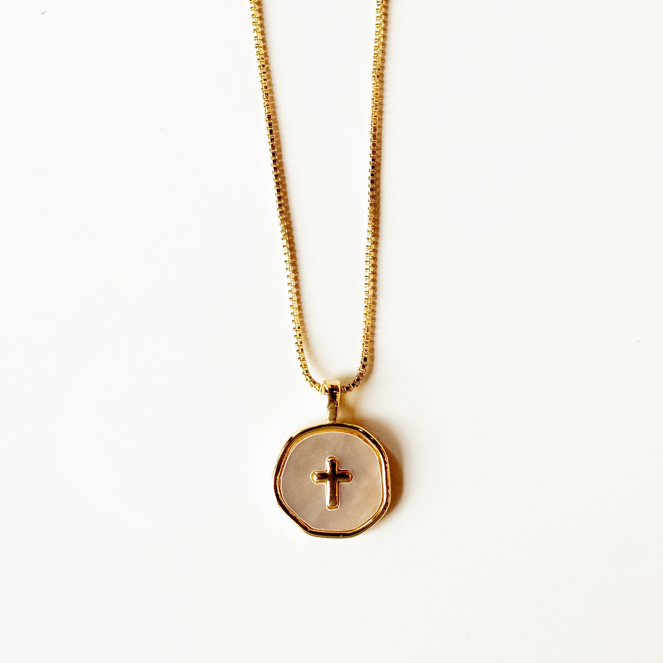 Mother of Pearl Mini Cross Necklace Necklaces