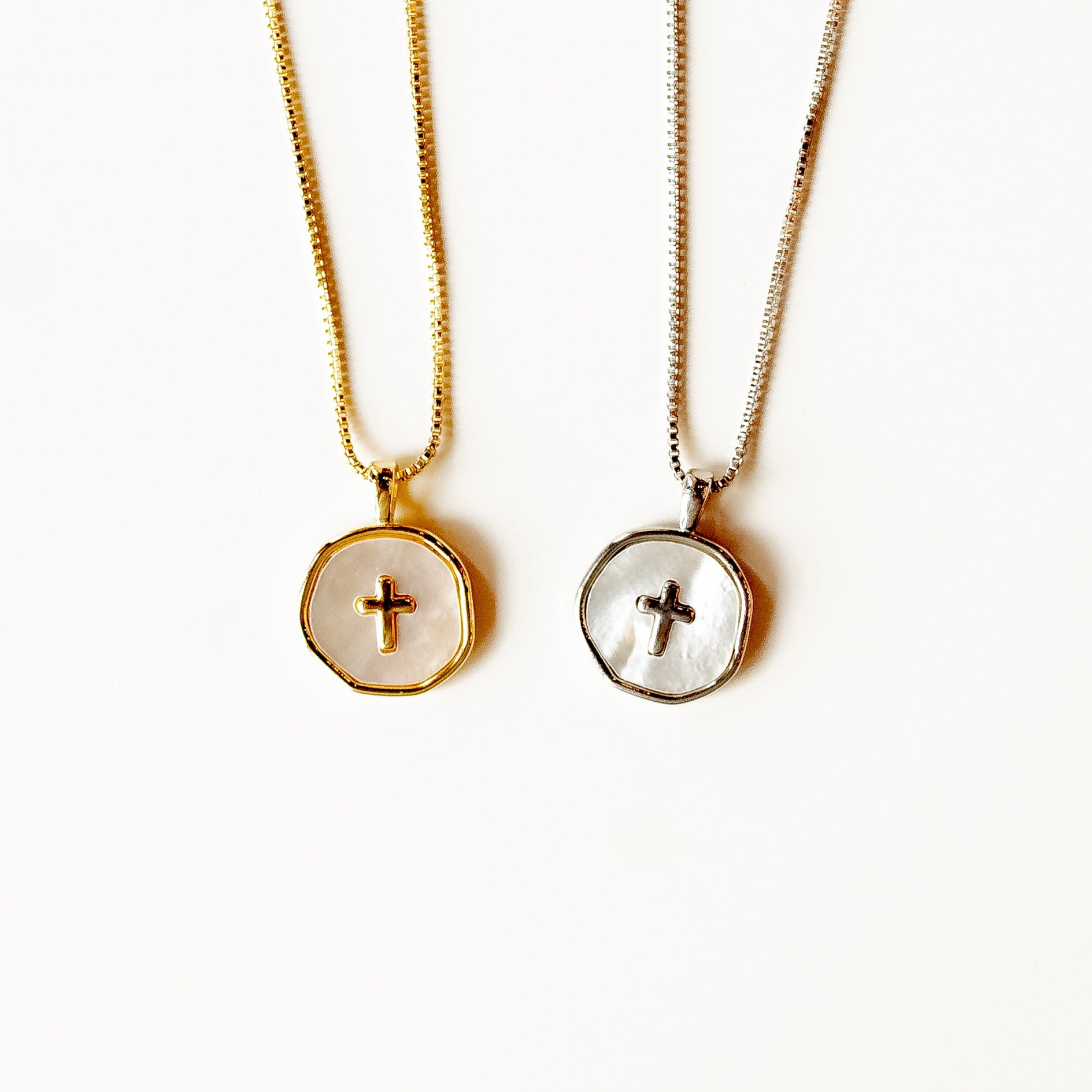Mother of Pearl Mini Cross Necklace Necklaces