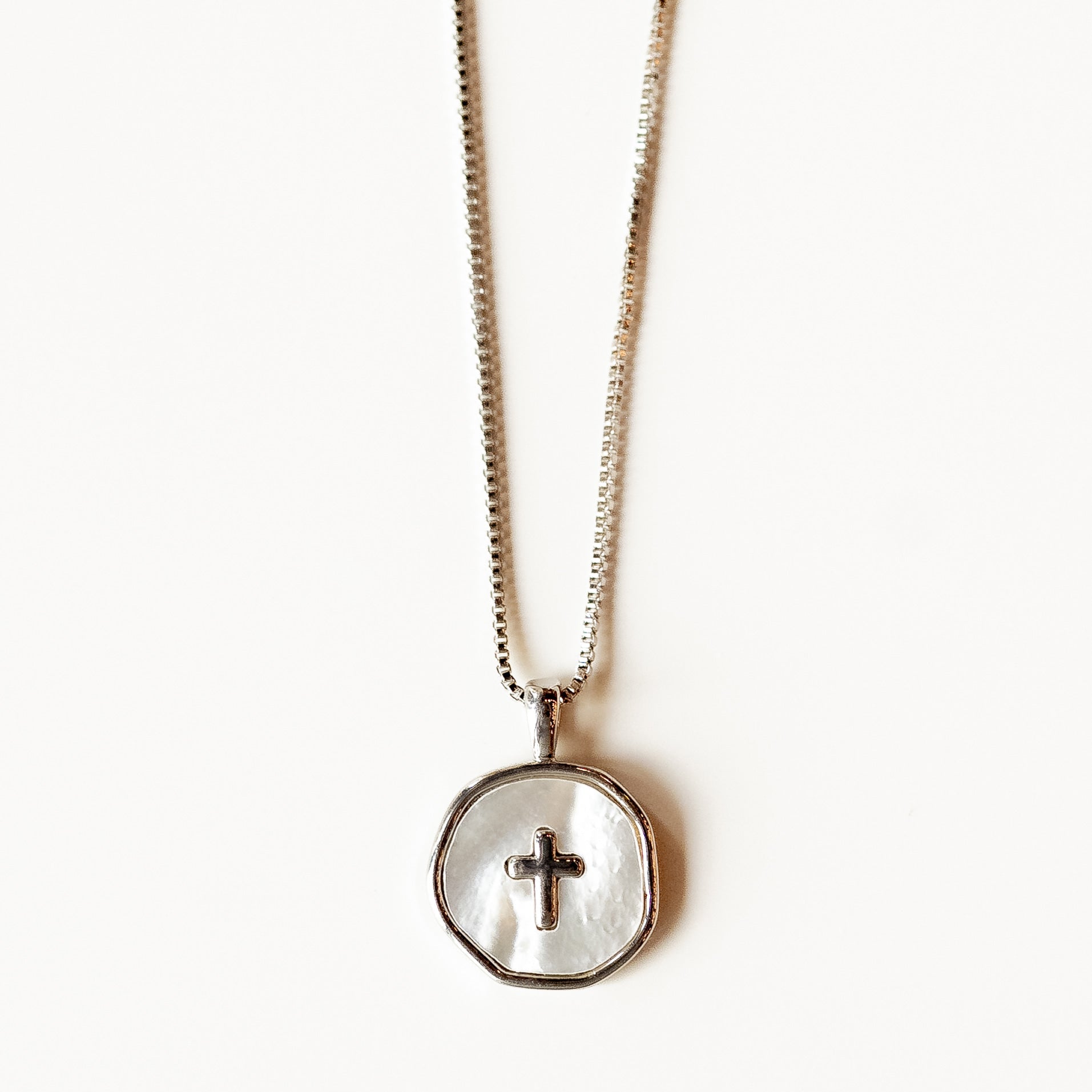 Mother of Pearl Mini Cross Necklace Necklaces