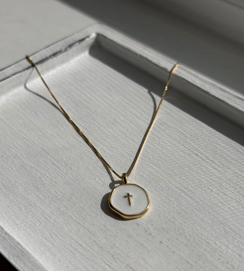 Mother of Pearl Mini Cross Necklace Necklaces