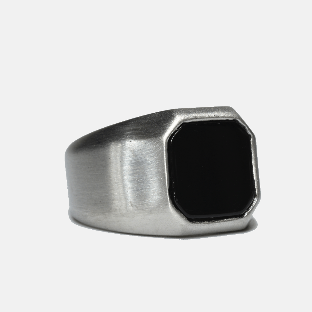 Onyx Inlay Octagon Ring Rings