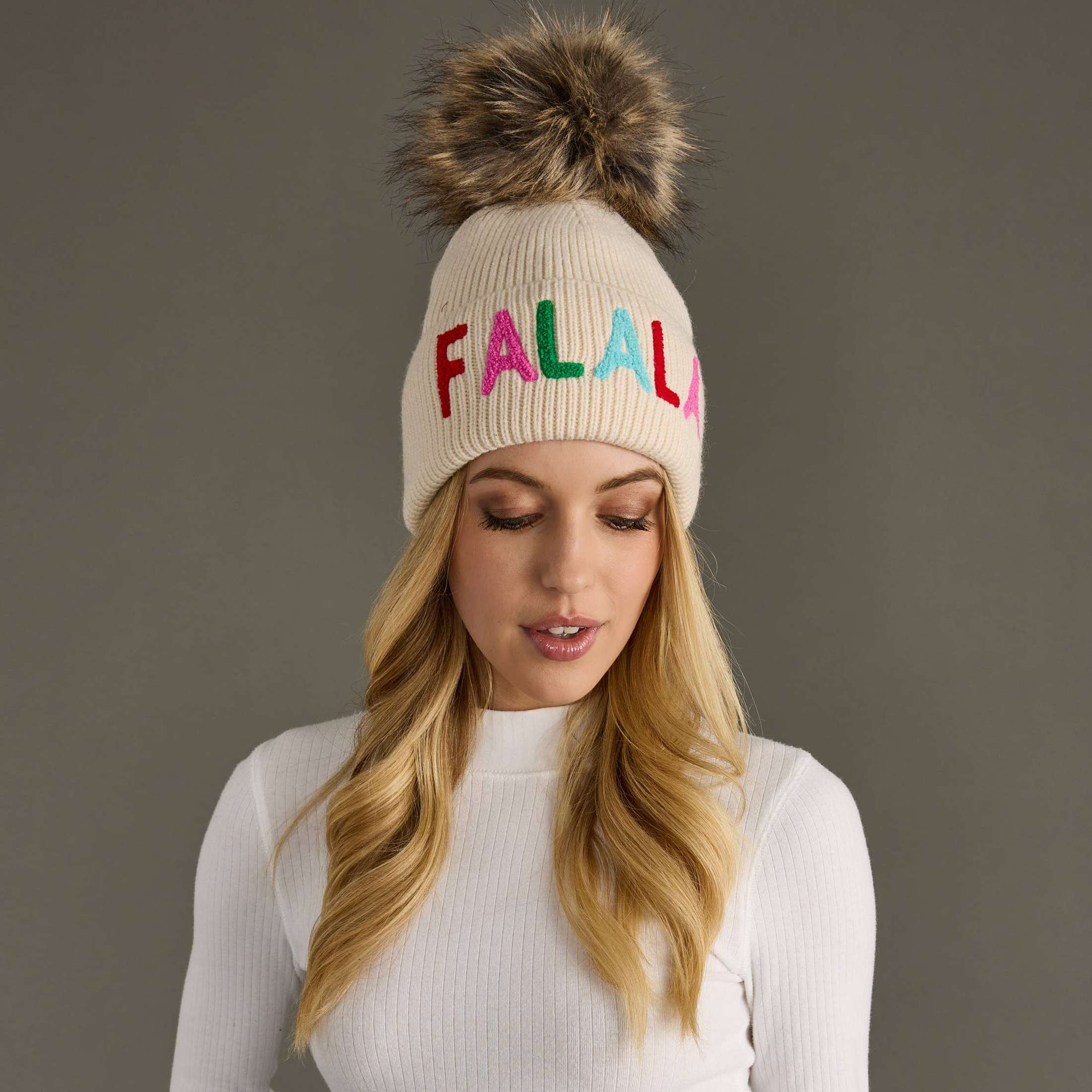 Panache Apparel Co. - Beige Fa La La Knit Pom Hat 