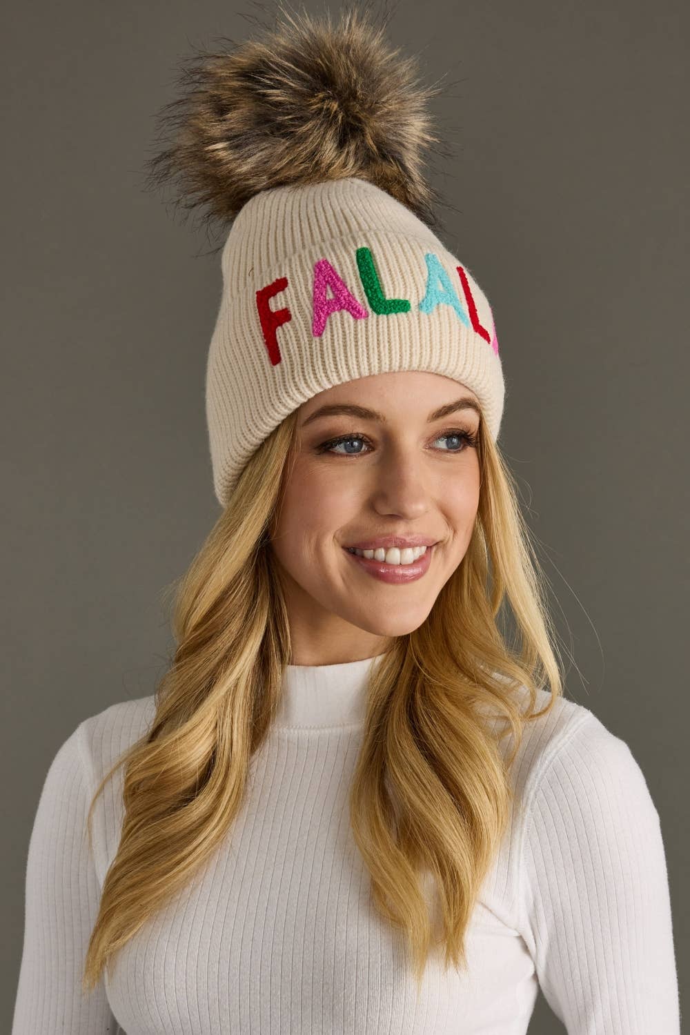 Panache Apparel Co. - Beige Fa La La Knit Pom Hat 