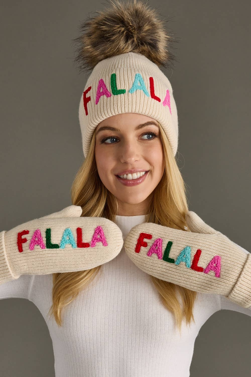 Panache Apparel Co. - Beige Fa La La Knit Pom Hat 
