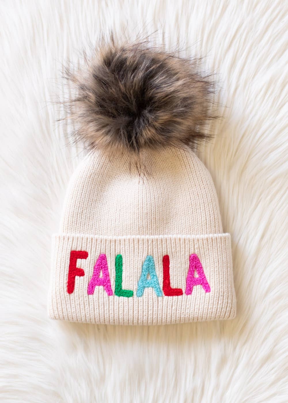 Panache Apparel Co. - Beige Fa La La Knit Pom Hat 