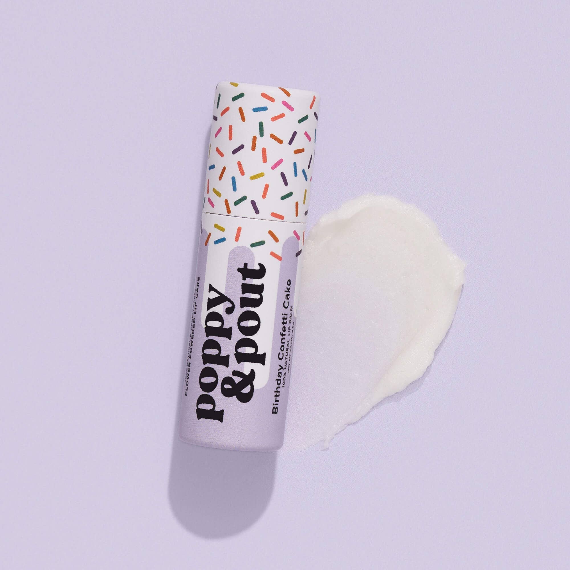 Poppy & Pout - Lip Balm, Birthday Confetti Cake, Purple 