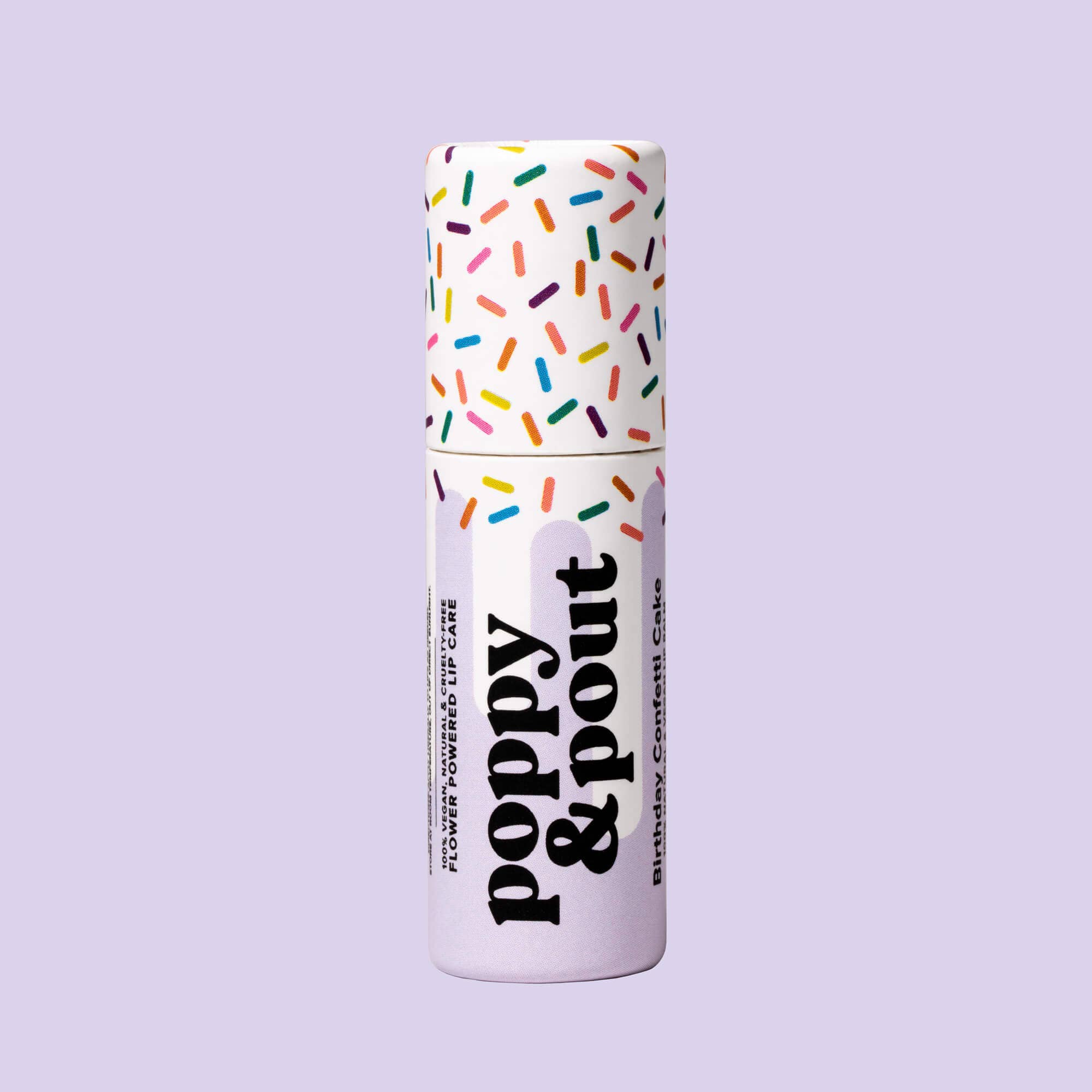 Poppy & Pout - Lip Balm, Birthday Confetti Cake, Purple 