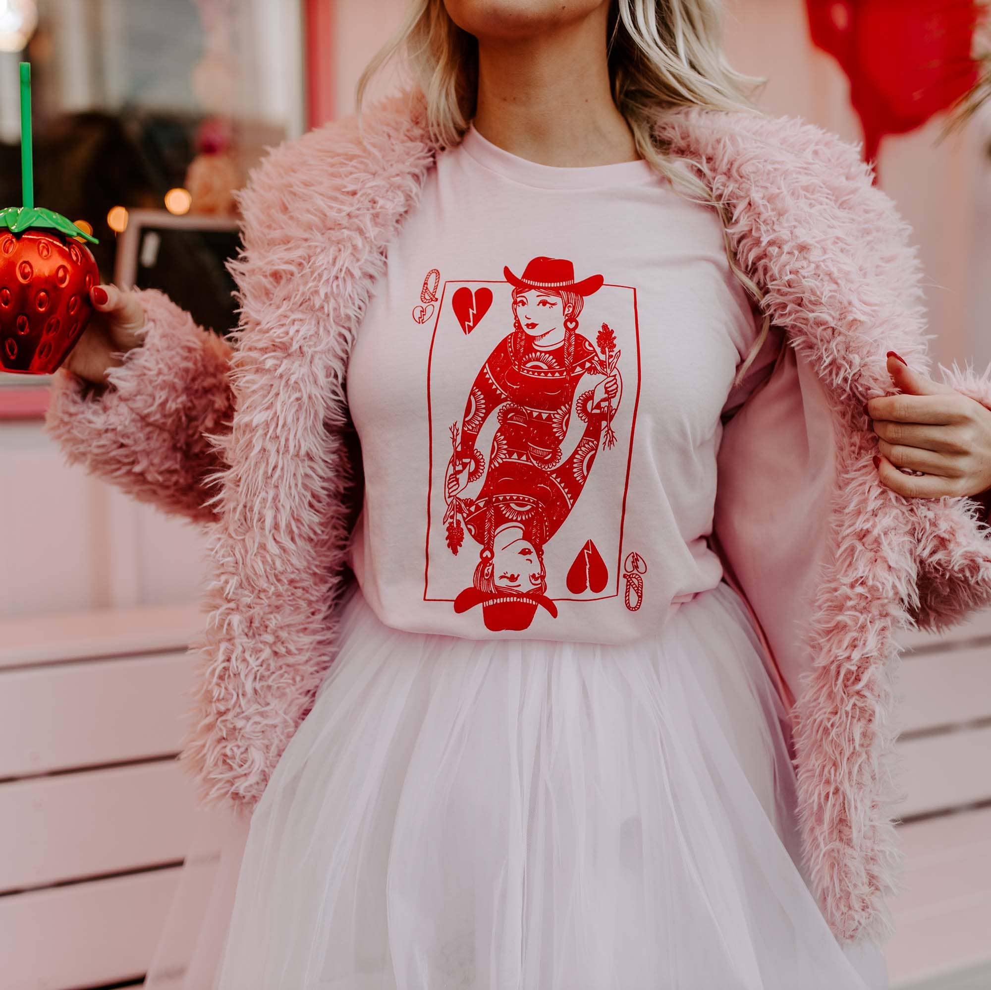 Queen of Hearts Pink Shirt, Valentine's Shirt Tops