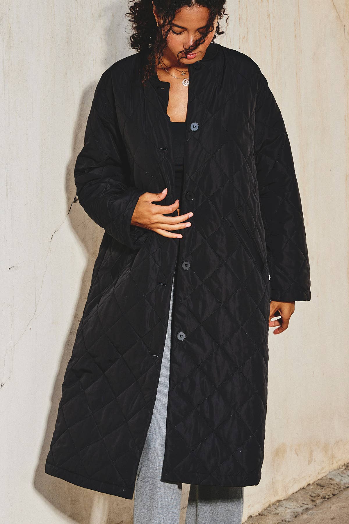 Quilted Longline Puffer Jacket Jackets
