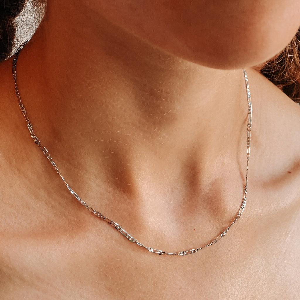 Rhodium Filled Petite Figaro Chain